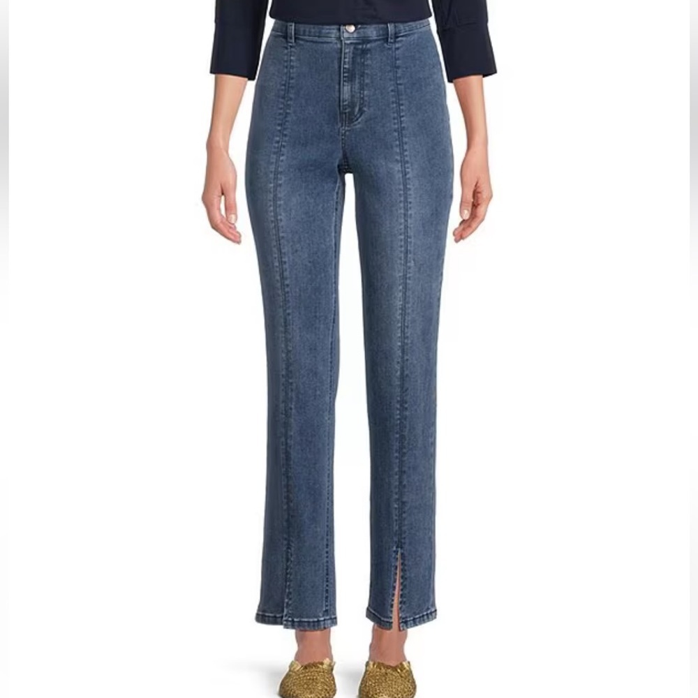 J. McLaughlin Rainey Stretch Straight Leg Slit Front Jeans Size 2